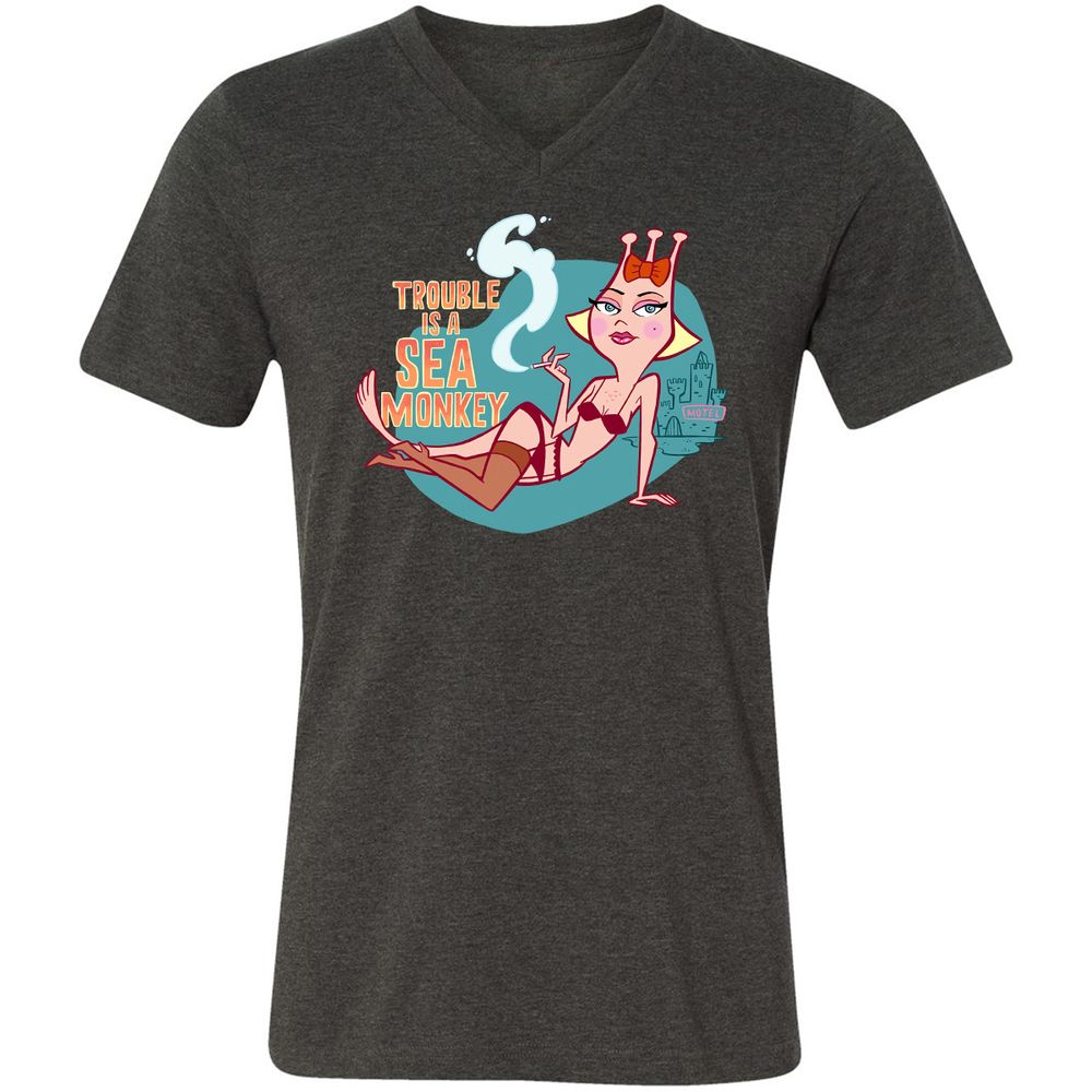 Unisex V-Neck T-Shirt - ZTNHL4H8 - Dark Grey Heather - 8