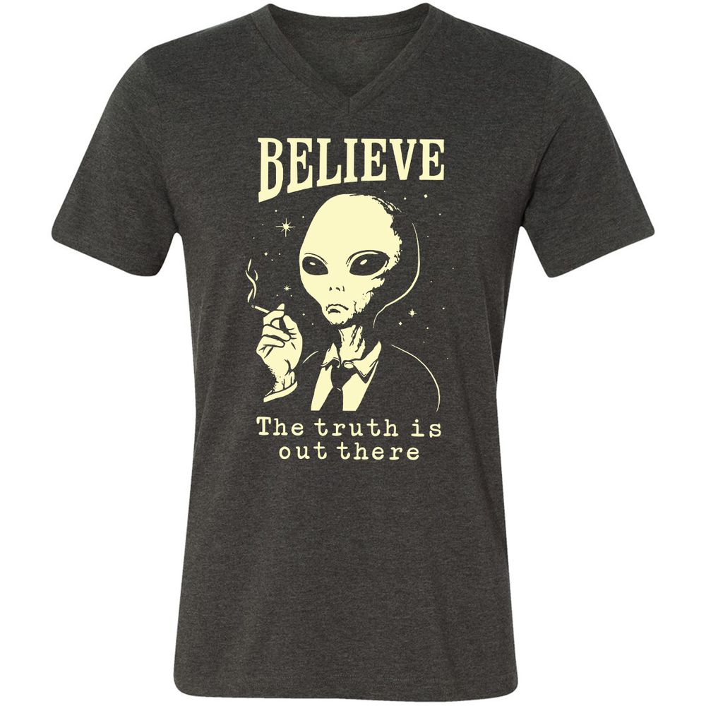 Unisex V-Neck T-Shirt - SNB6TE8J - Dark Grey Heather - 8
