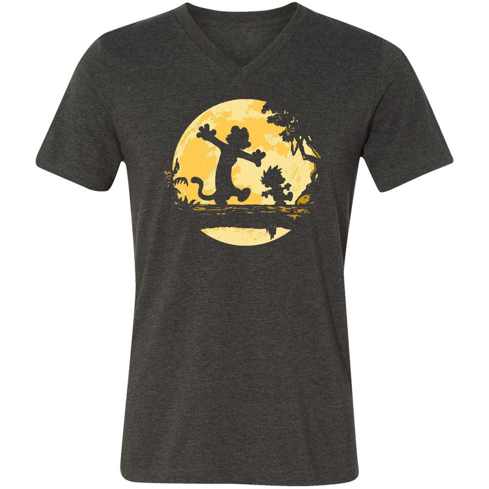 Unisex V-Neck T-Shirt - 7Y8HX3AQ - Dark Grey Heather - 8