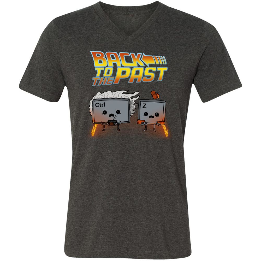 Unisex V-Neck T-Shirt - 8Y6F1LN1 - Dark Grey Heather - 8