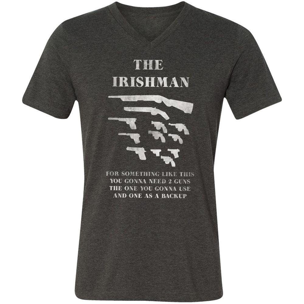 Unisex V-Neck T-Shirt - 3NSSRDYL - Dark Grey Heather - 8
