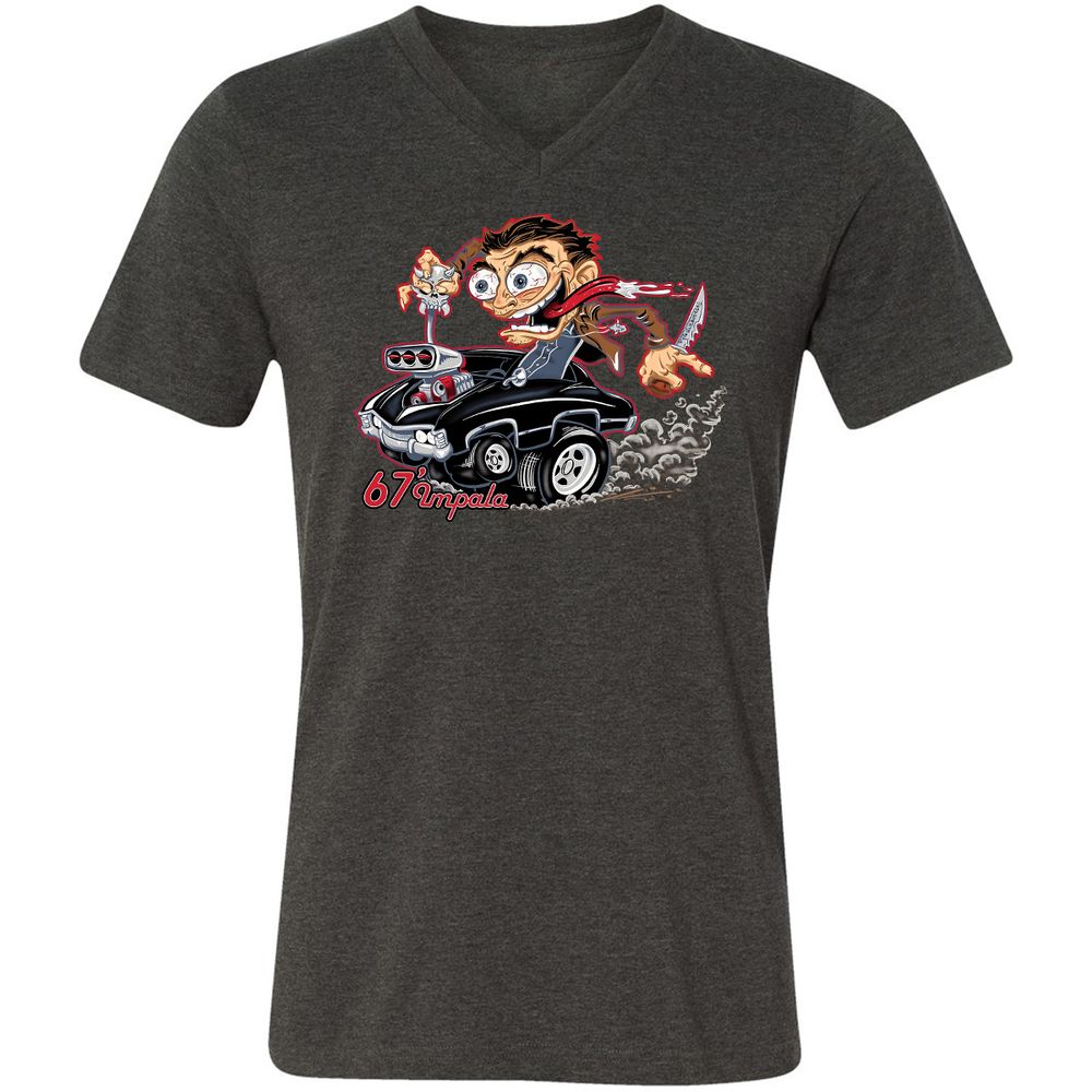 Unisex V-Neck T-Shirt - RKXFV9TJ - Dark Grey Heather - 8