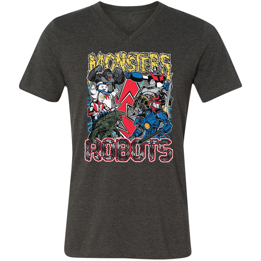 Unisex V-Neck T-Shirt - D4NFX6VP - Dark Grey Heather - 8