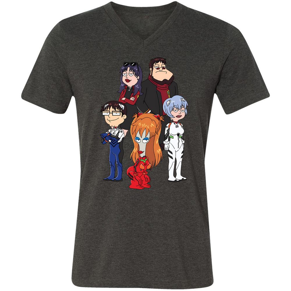 Unisex V-Neck T-Shirt - 55PGZX8X - Dark Grey Heather - 8