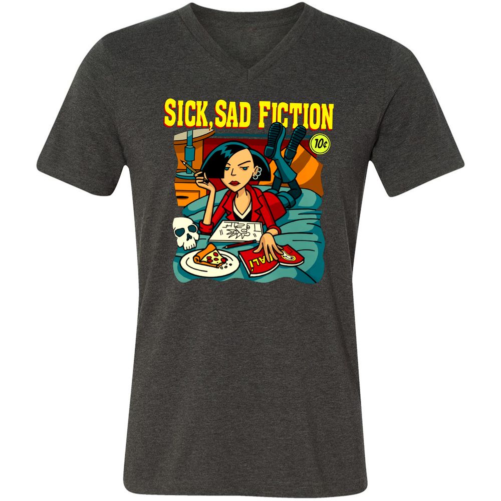 Unisex V-Neck T-Shirt - KGK8A276 - Dark Grey Heather - 8