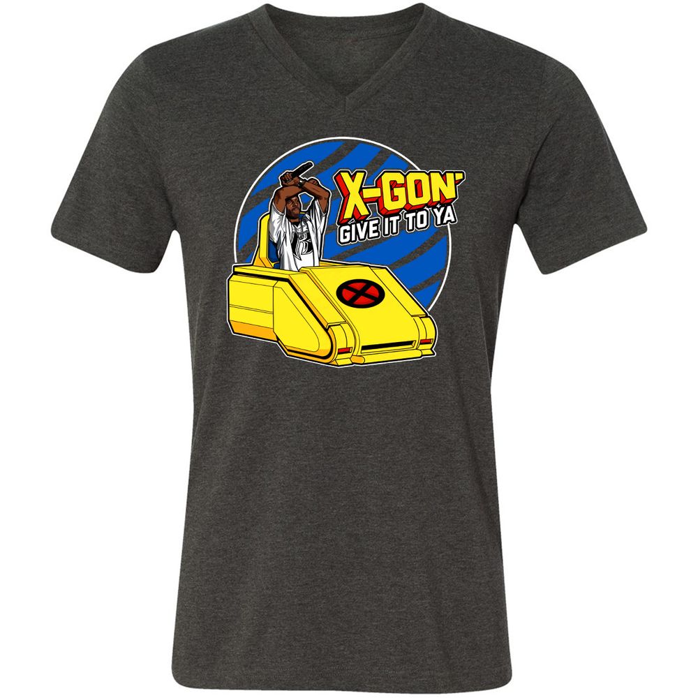 Unisex V-Neck T-Shirt - ZE6WX3FP - Dark Grey Heather - 8