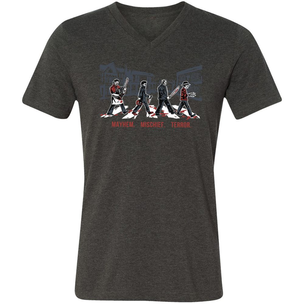 Unisex V-Neck T-Shirt - 1EXGCLM3 - Dark Grey Heather - 8