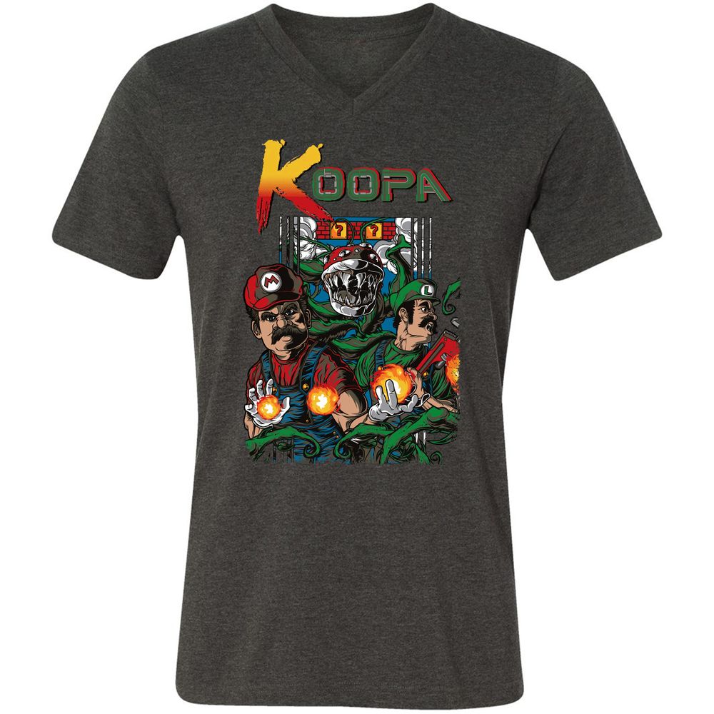 Unisex V-Neck T-Shirt - 6WBJA89B - Dark Grey Heather - 8