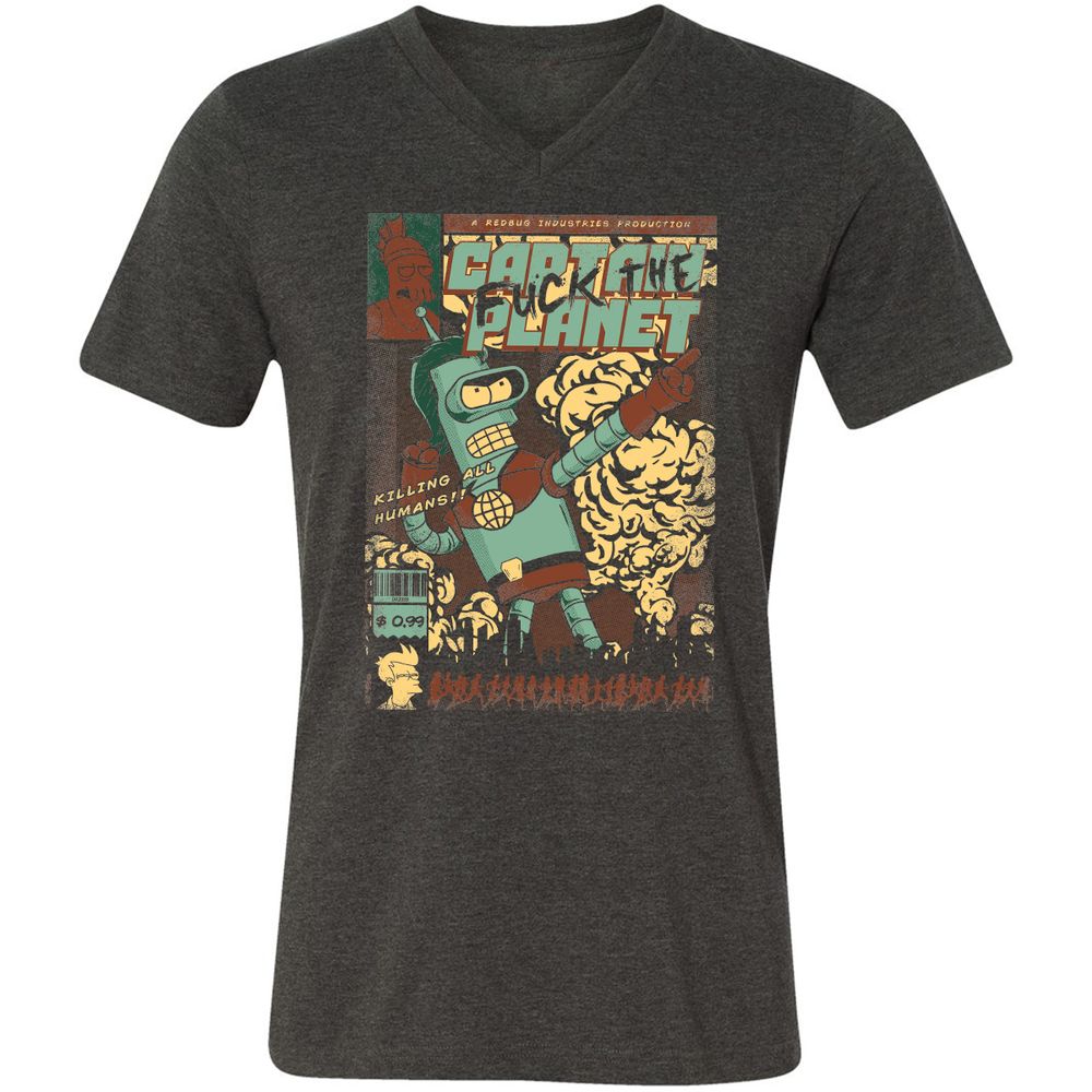 Unisex V-Neck T-Shirt - 3YXHYHQT - Dark Grey Heather - 8