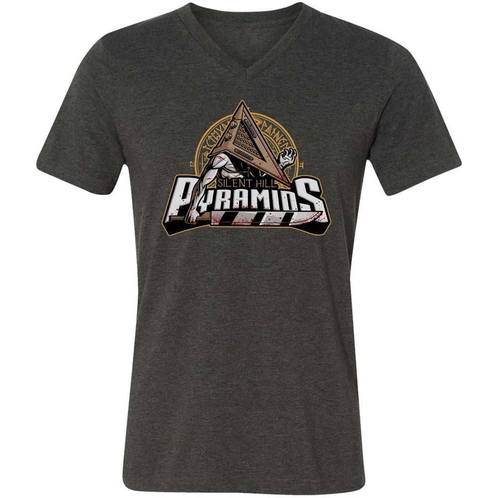 Unisex V-Neck T-Shirt - YXBG6ET9 - Dark Grey Heather - 8