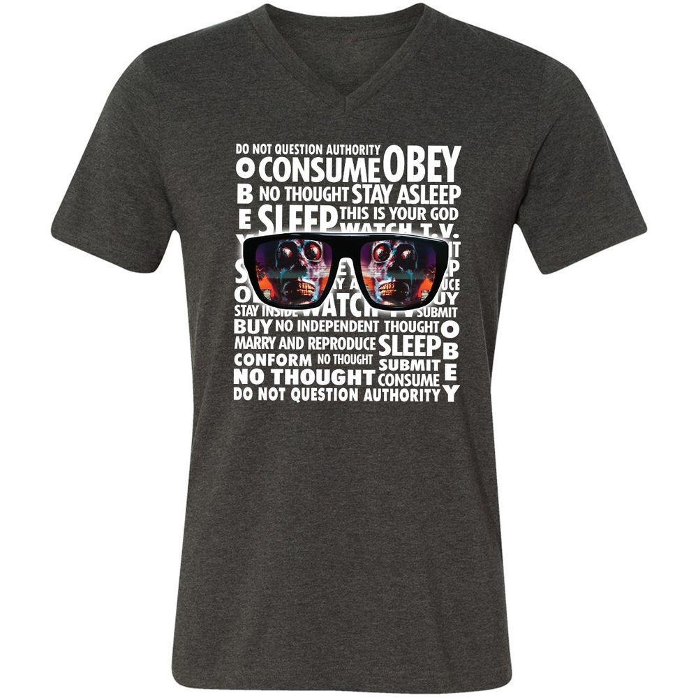 Unisex V-Neck T-Shirt - 234MZWL2 - Dark Grey Heather - 8
