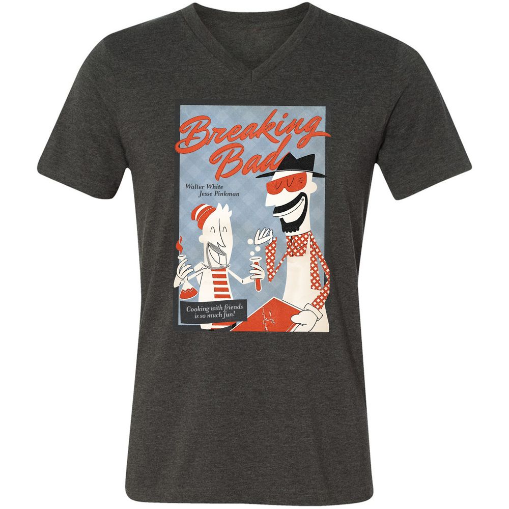 Unisex V-Neck T-Shirt - 3C5ZK7QT - Dark Grey Heather - 8