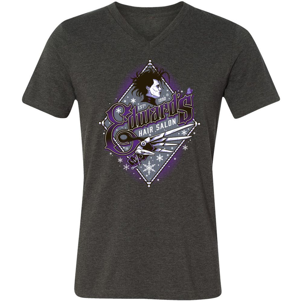 Unisex V-Neck T-Shirt - EXBDHJKM - Dark Grey Heather - 8