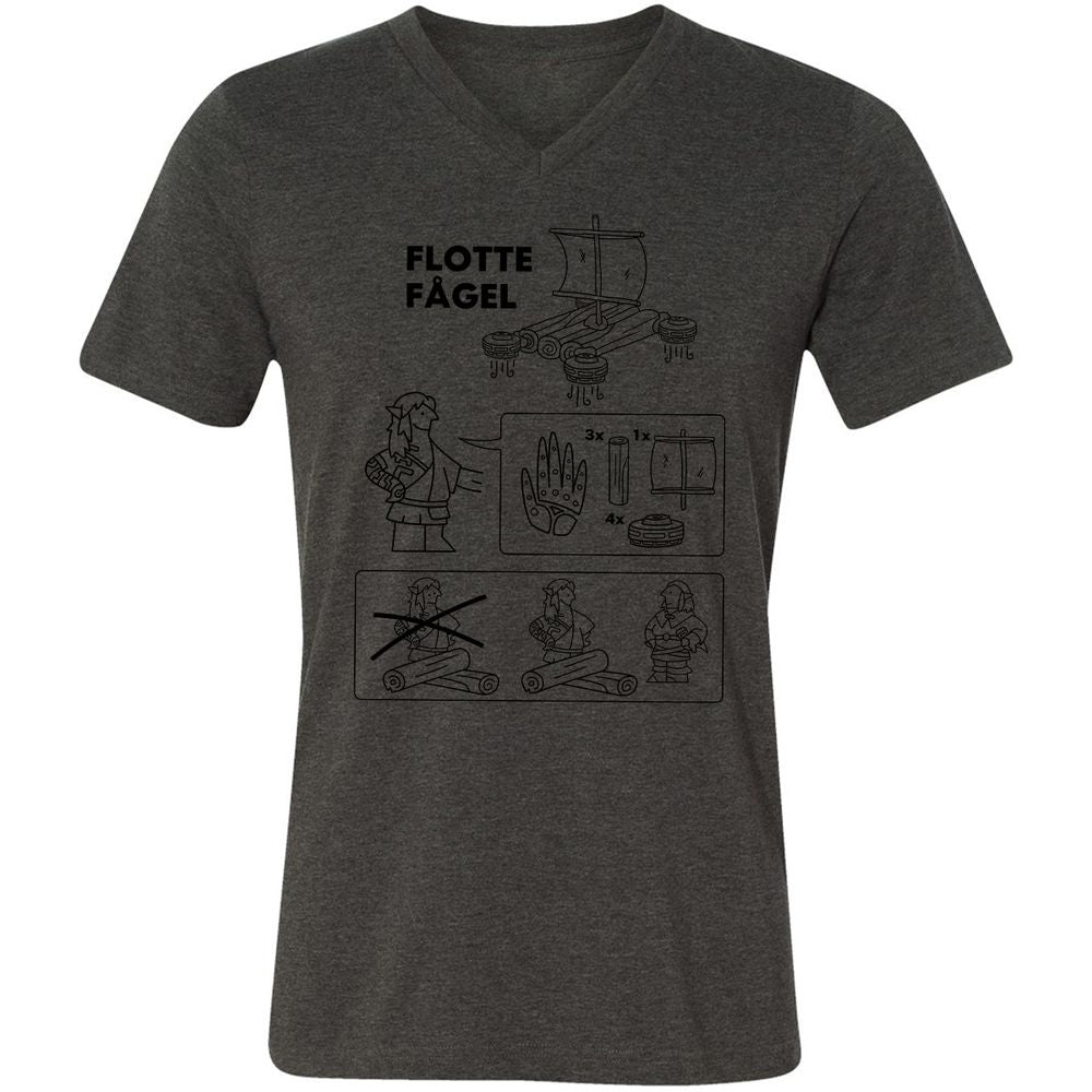 Unisex V-Neck T-Shirt - BCG3L49Y - Dark Grey Heather - 8