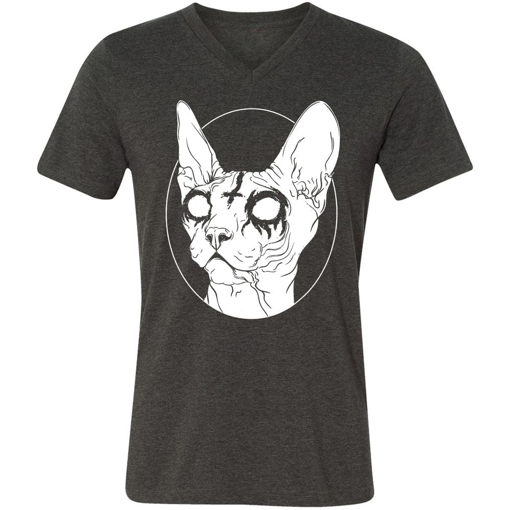 Unisex V-Neck T-Shirt - XN97RFH6 - Dark Grey Heather - 8