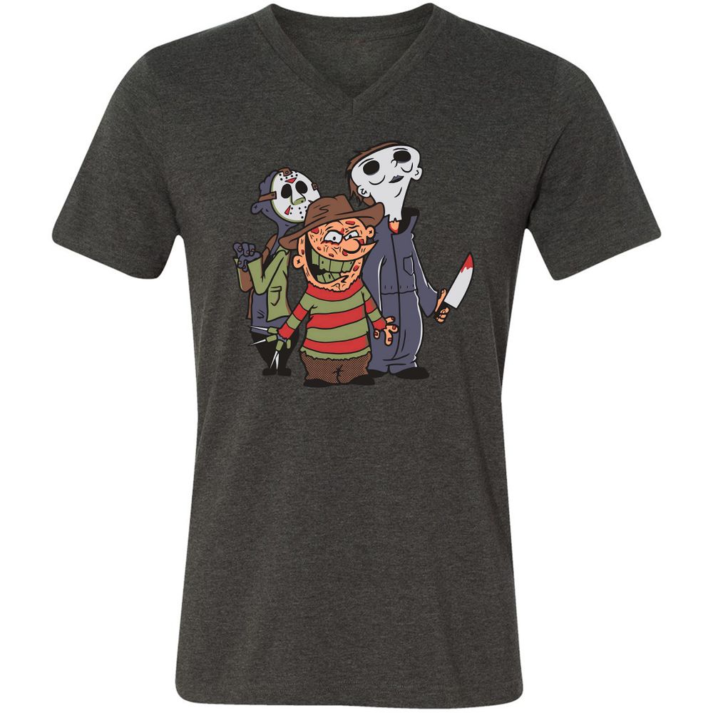 Unisex V-Neck T-Shirt - 66JE8PQM - Dark Grey Heather - 8