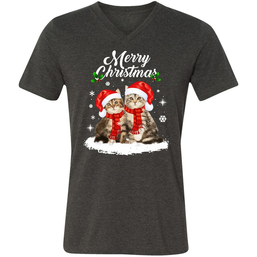 Unisex V-Neck T-Shirt - 7KWZGAJS - Dark Grey Heather - 8