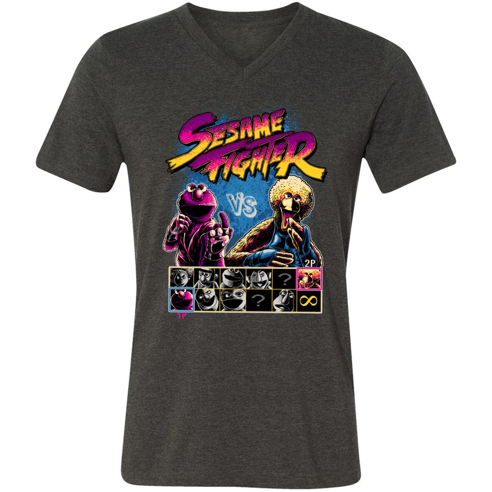 Unisex V-Neck T-Shirt - 5S7QX2KP - Dark Grey Heather - 8