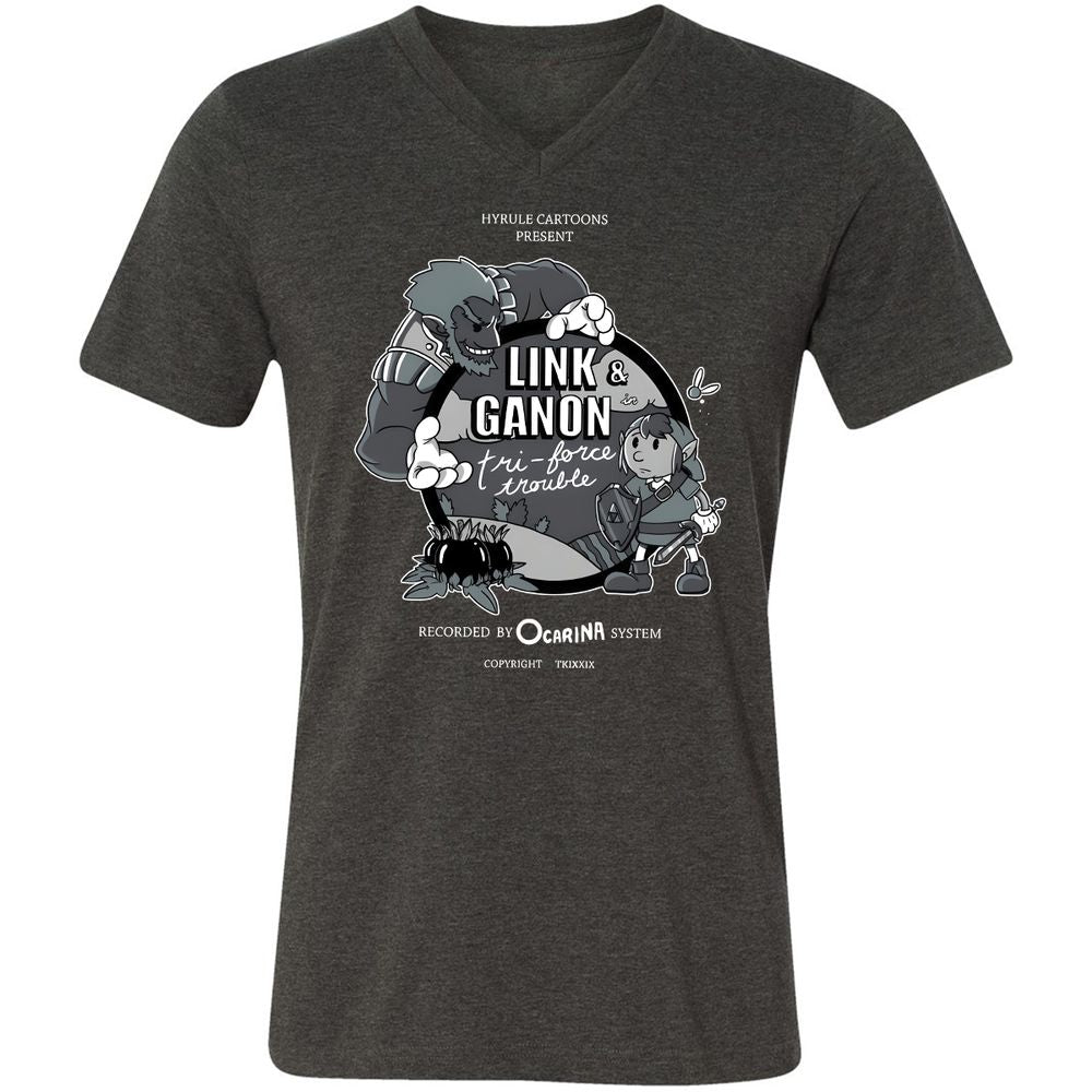 Unisex V-Neck T-Shirt - R5CWJQP9 - Dark Grey Heather - 8