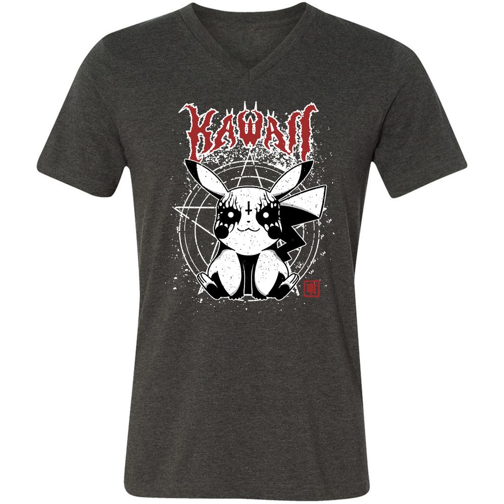 Unisex V-Neck T-Shirt - WXKSA4WF - Dark Grey Heather - 8