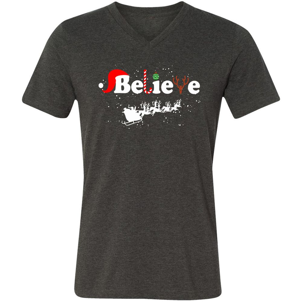 Unisex V-Neck T-Shirt - A1RGGHSU - Dark Grey Heather - 8