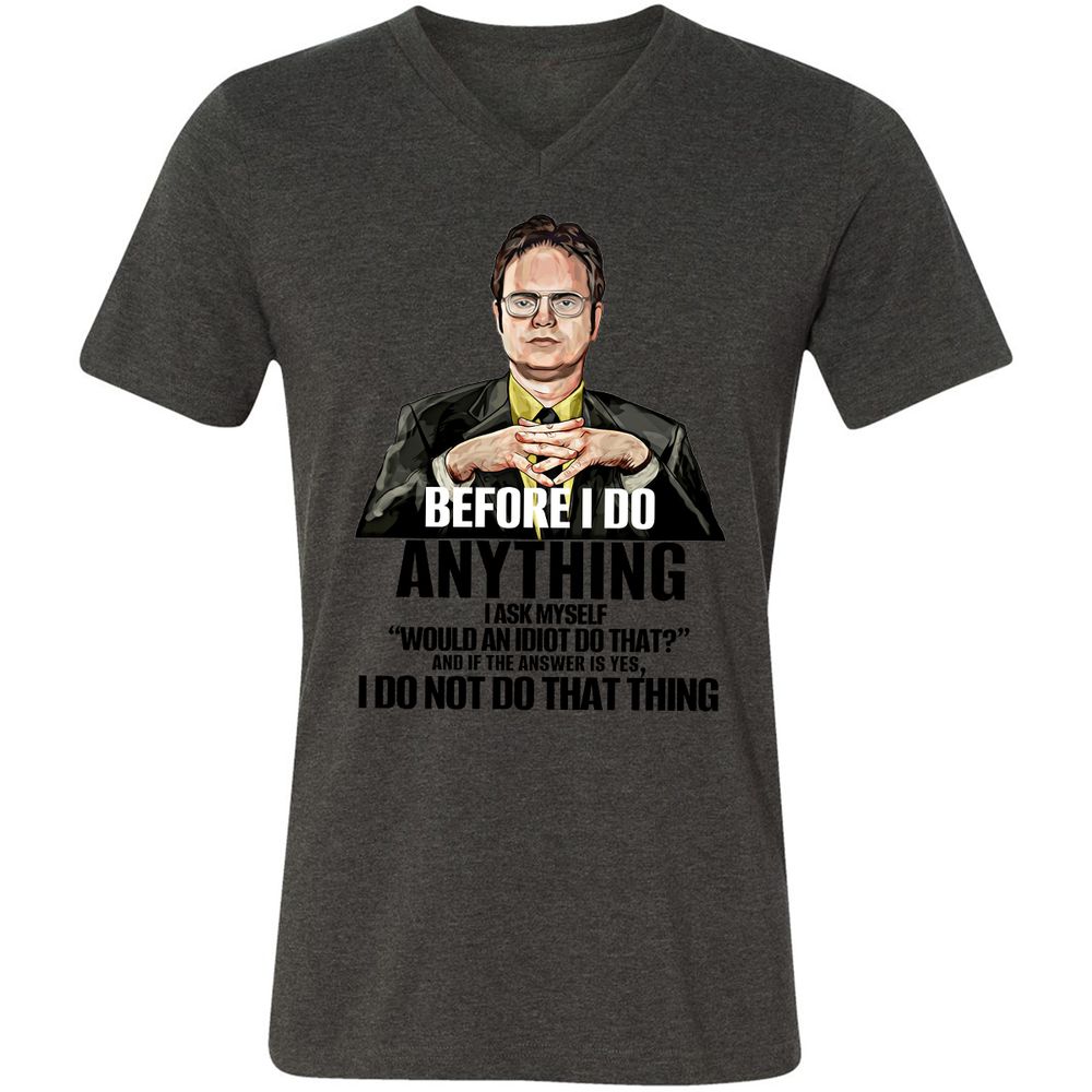 Unisex V-Neck T-Shirt - MZD6N9HQ - Dark Grey Heather - 8