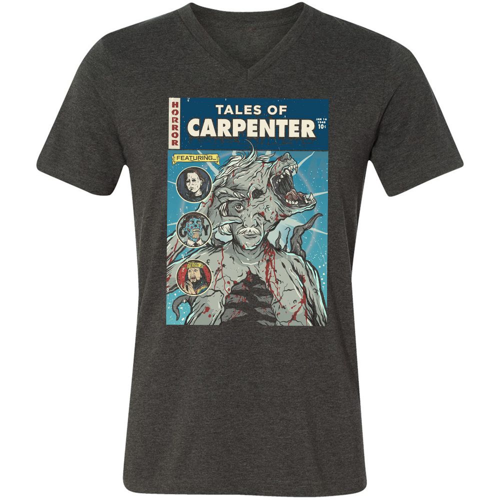 Unisex V-Neck T-Shirt - QNHU2TYU - Dark Grey Heather - 8