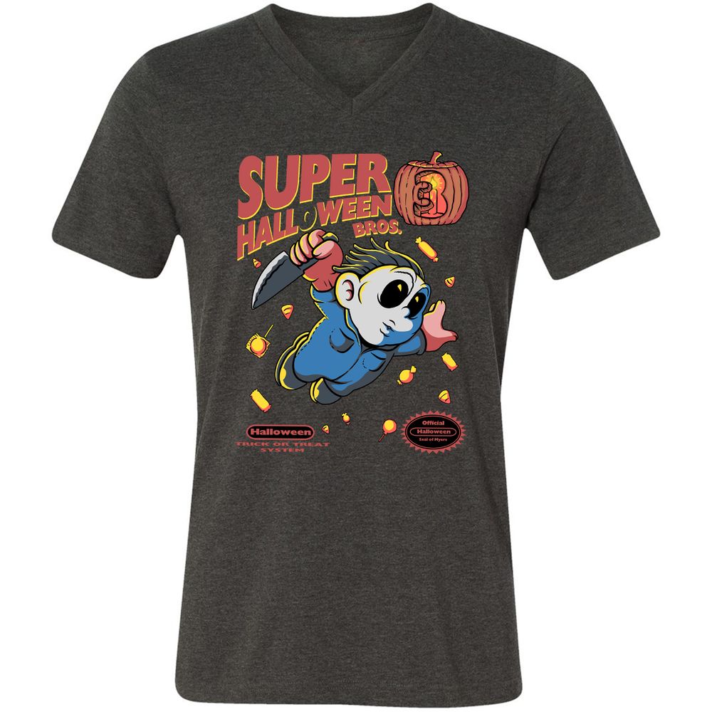 Unisex V-Neck T-Shirt - DLVH5R33 - Dark Grey Heather - 8