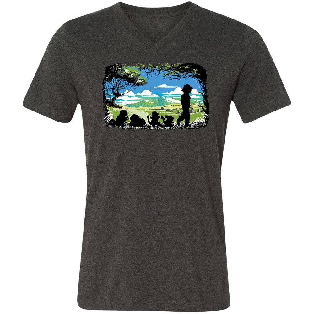 Unisex V-Neck T-Shirt - 1YN83KKR - Dark Grey Heather - 8