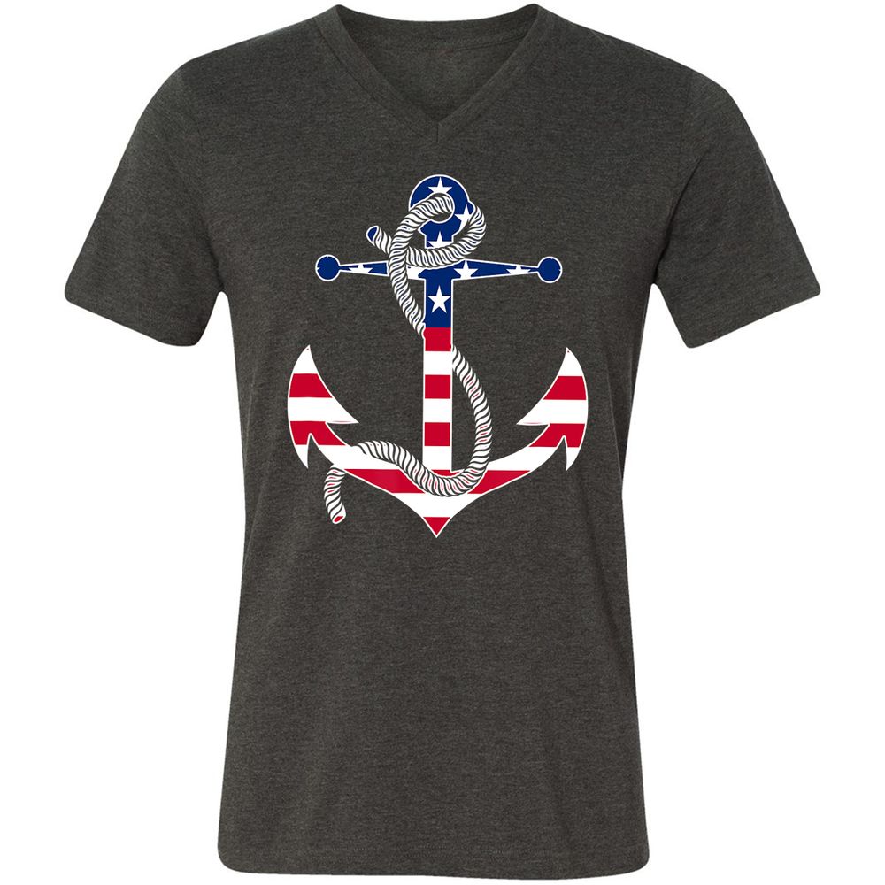 Unisex V-Neck T-Shirt - 828YVZWA - Dark Grey Heather - 8