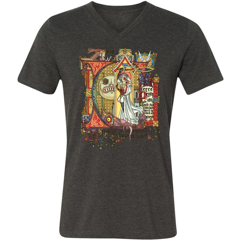 Unisex V-Neck T-Shirt - RXGYKFC4 - Dark Grey Heather - 8