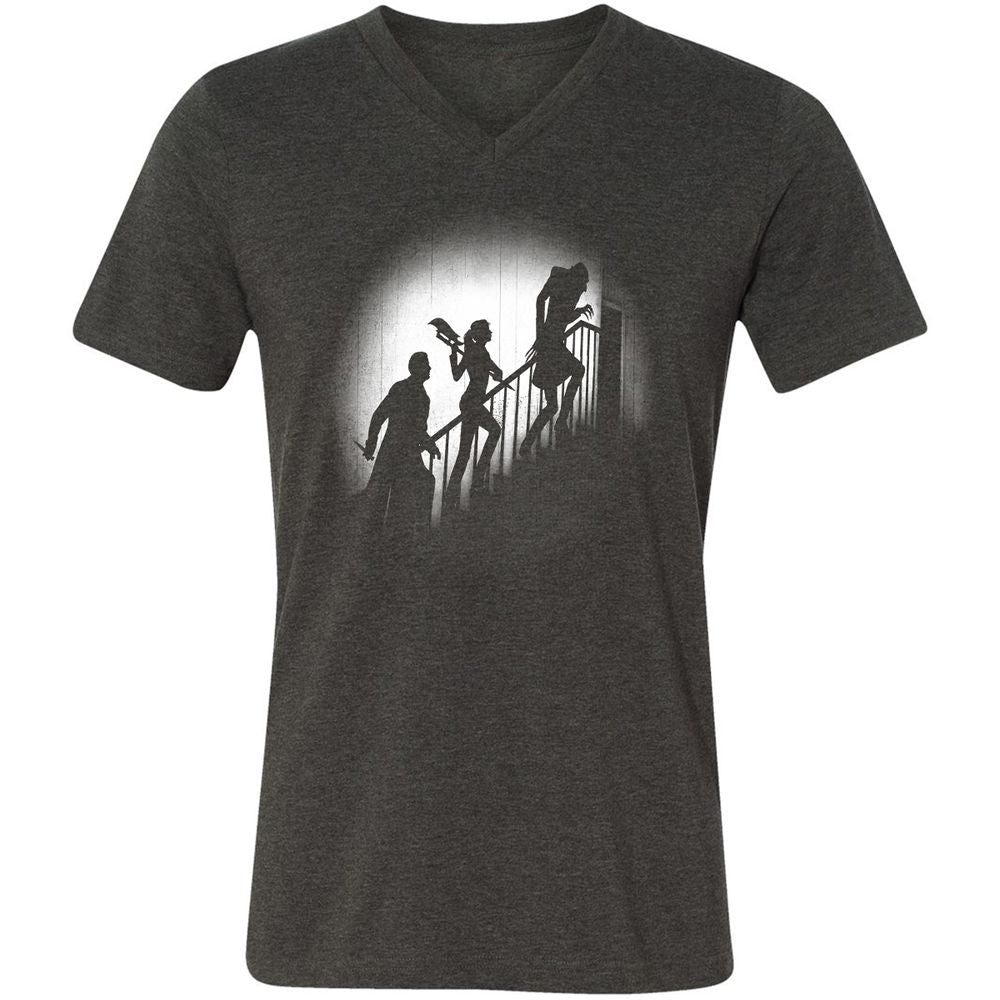 Unisex V-Neck T-Shirt - HCH9TXTT - Dark Grey Heather - 8