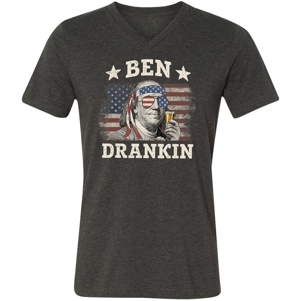 Unisex V-Neck T-Shirt - 915PASXD - Dark Grey Heather - 8