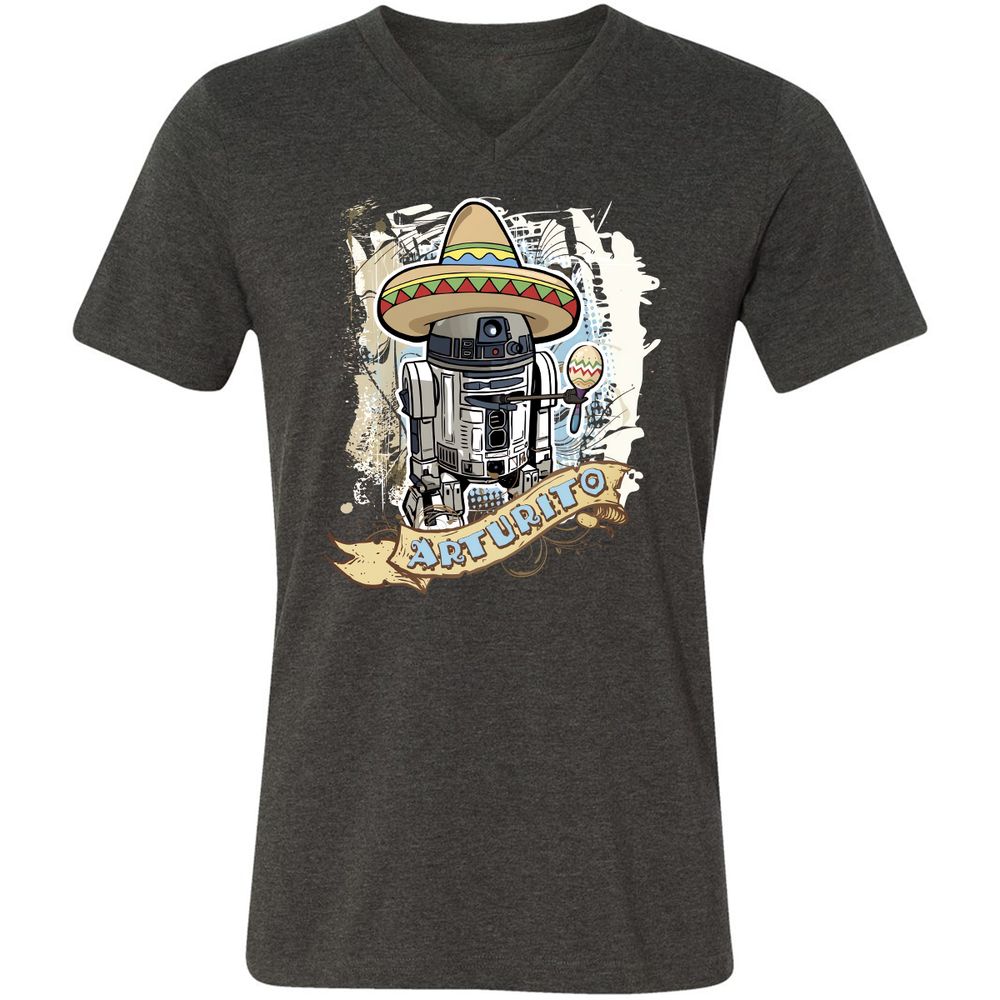 Unisex V-Neck T-Shirt - RU3BUDYA - Dark Grey Heather - 8