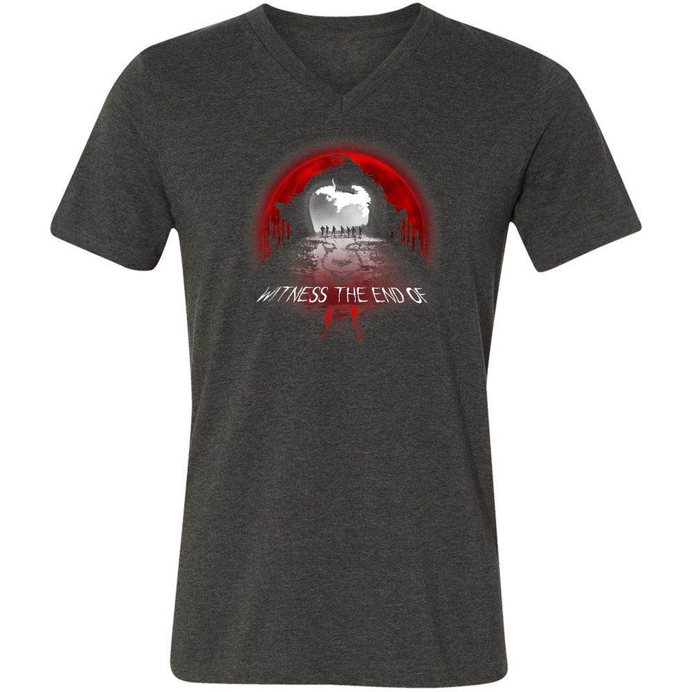 Unisex V-Neck T-Shirt - PSAMY1WP - Dark Grey Heather - 8