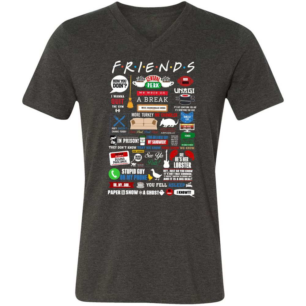 Unisex V-Neck T-Shirt - W4UKF8FB - Dark Grey Heather - 8