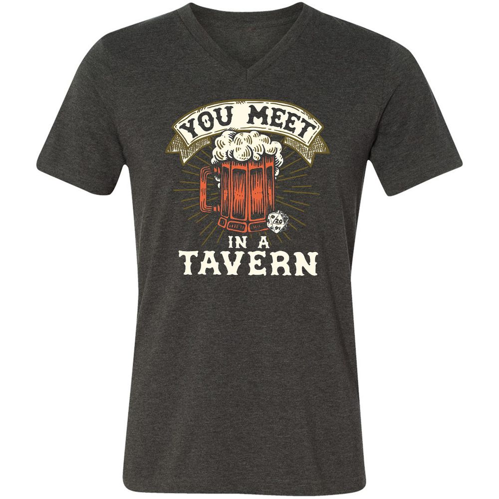 Unisex V-Neck T-Shirt - 8H1WBFBS - Dark Grey Heather - 8