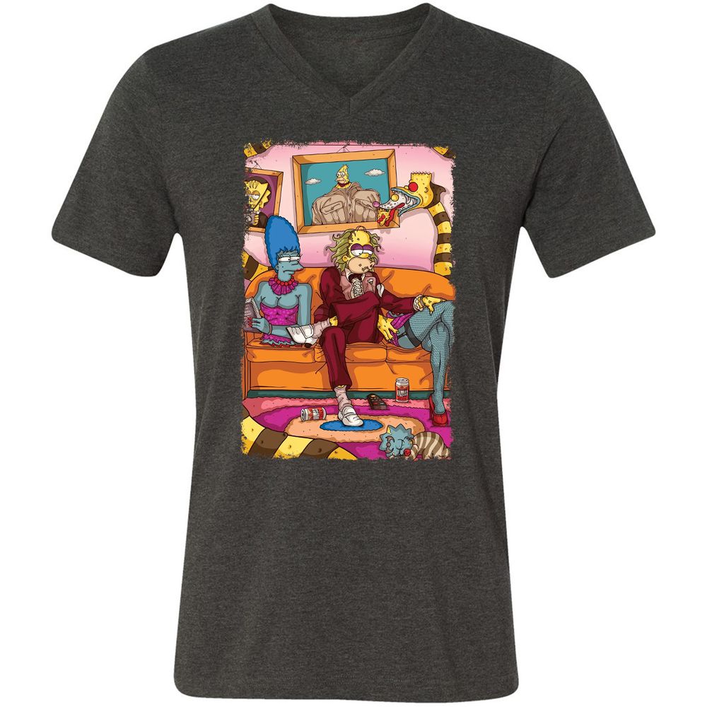 Unisex V-Neck T-Shirt - V9SHEAN2 - Dark Grey Heather - 8
