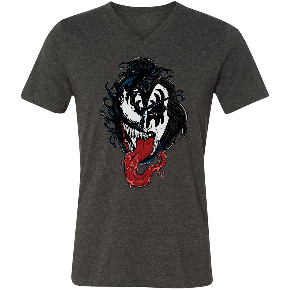 Unisex V-Neck T-Shirt - DZBSBAD1 - Dark Grey Heather - 8