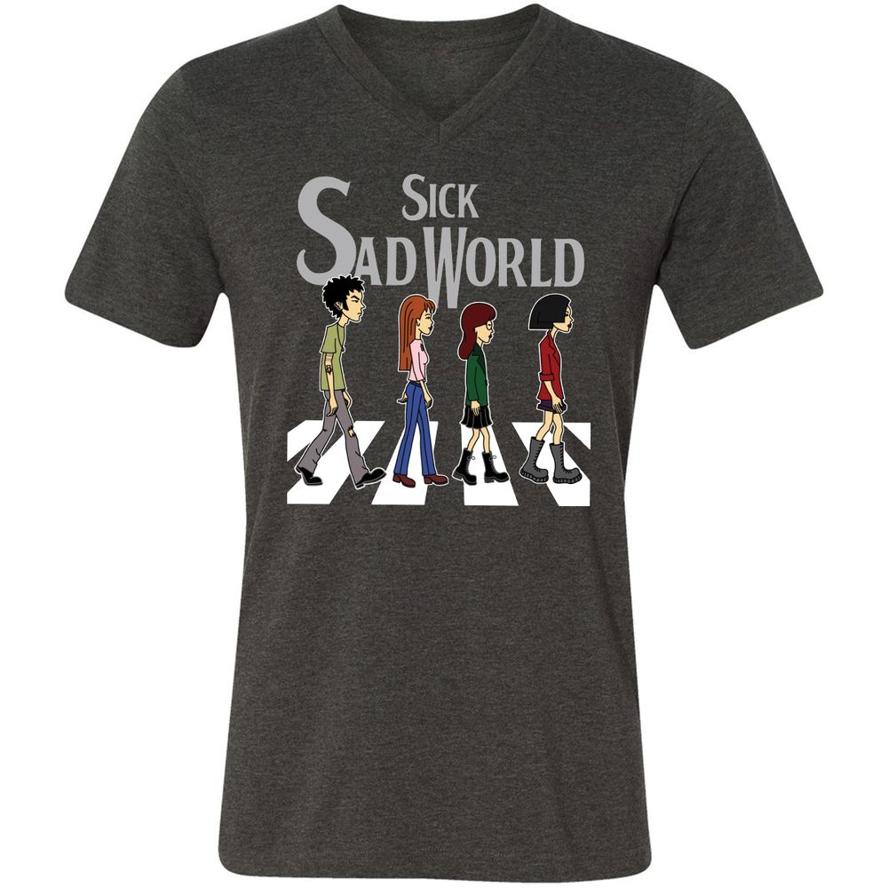 Unisex V-Neck T-Shirt - X9BUZHRT - Dark Grey Heather - 8