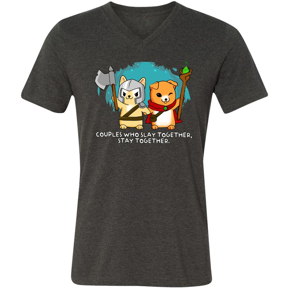 Unisex V-Neck T-Shirt - HP52UDY1 - Dark Grey Heather - 8