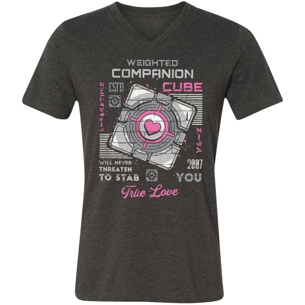 Unisex V-Neck T-Shirt - 7APW6XUH - Dark Grey Heather - 8