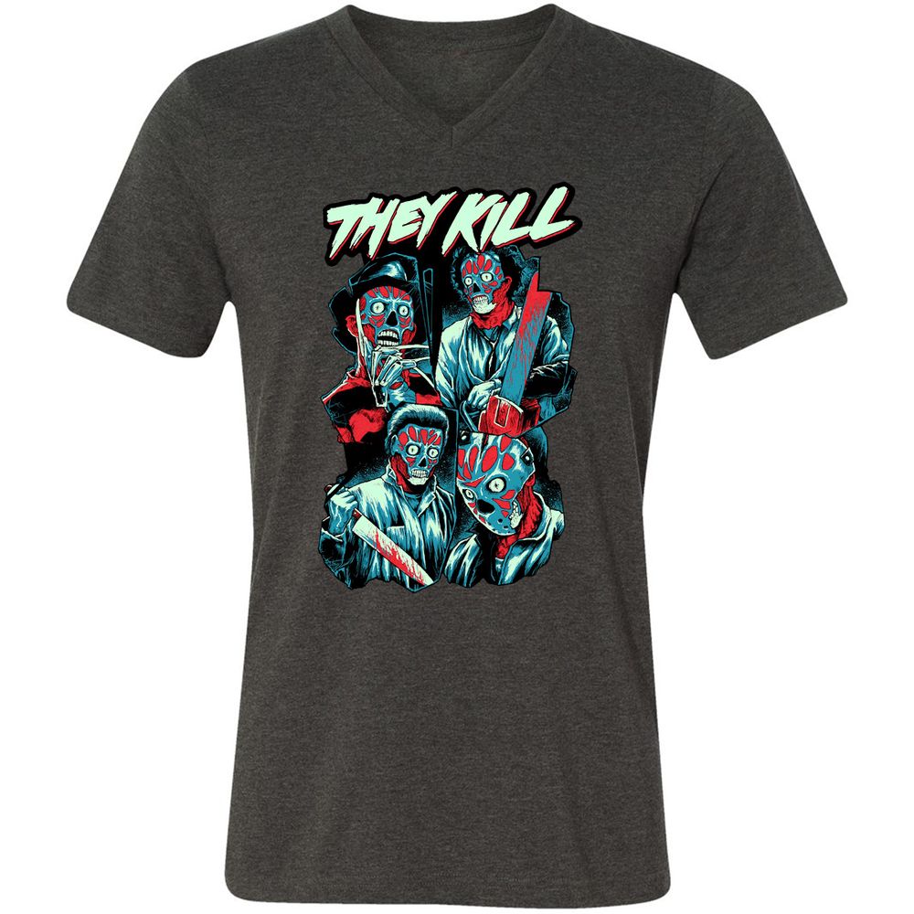 Unisex V-Neck T-Shirt - 4CUXCPYF - Dark Grey Heather - 8