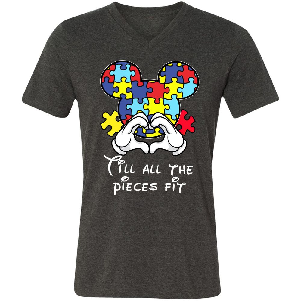 Unisex V-Neck T-Shirt - 358P94P9 - Dark Grey Heather - 8