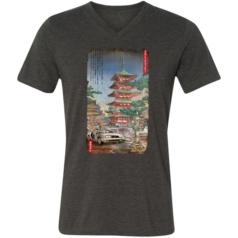 Unisex V-Neck T-Shirt - EDLBJANP - Dark Grey Heather - 8