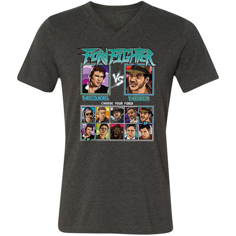 Unisex V-Neck T-Shirt - 5ZL2M52S - Dark Grey Heather - 8