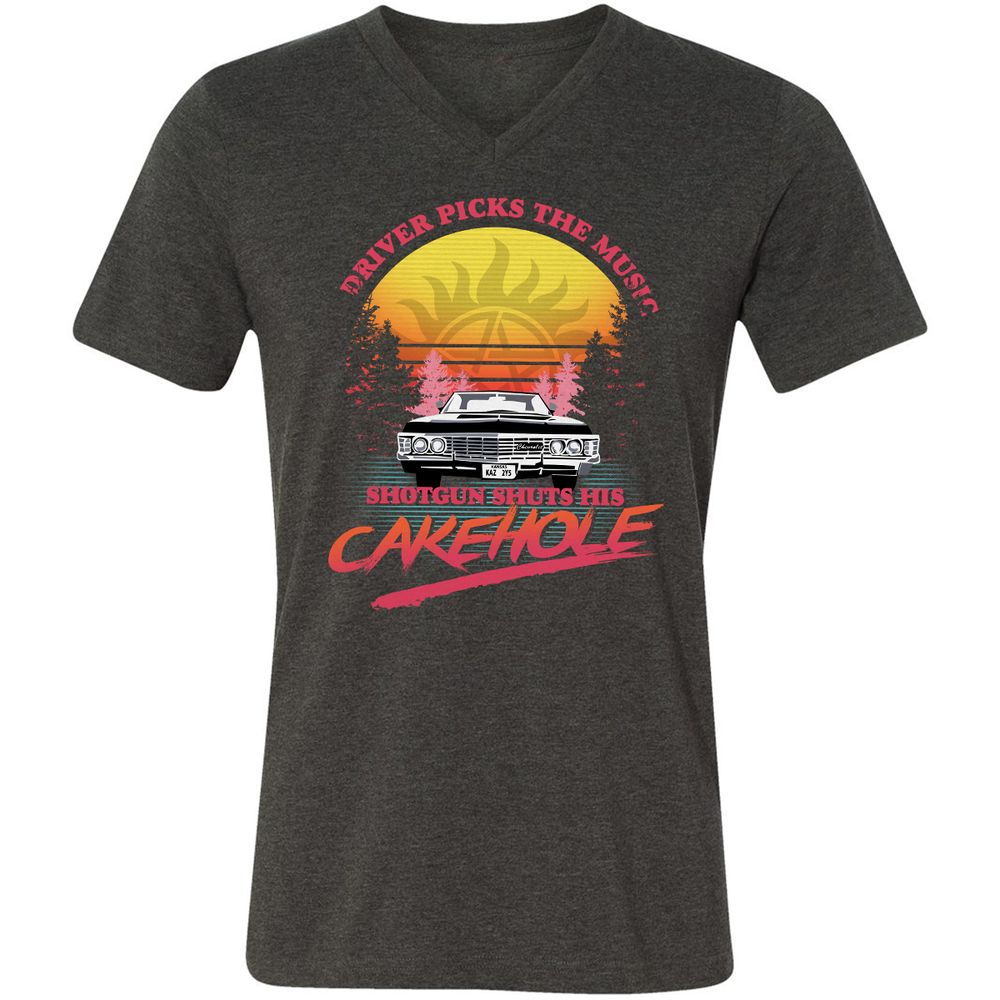 Unisex V-Neck T-Shirt - BB5UDQZY - Dark Grey Heather - 8
