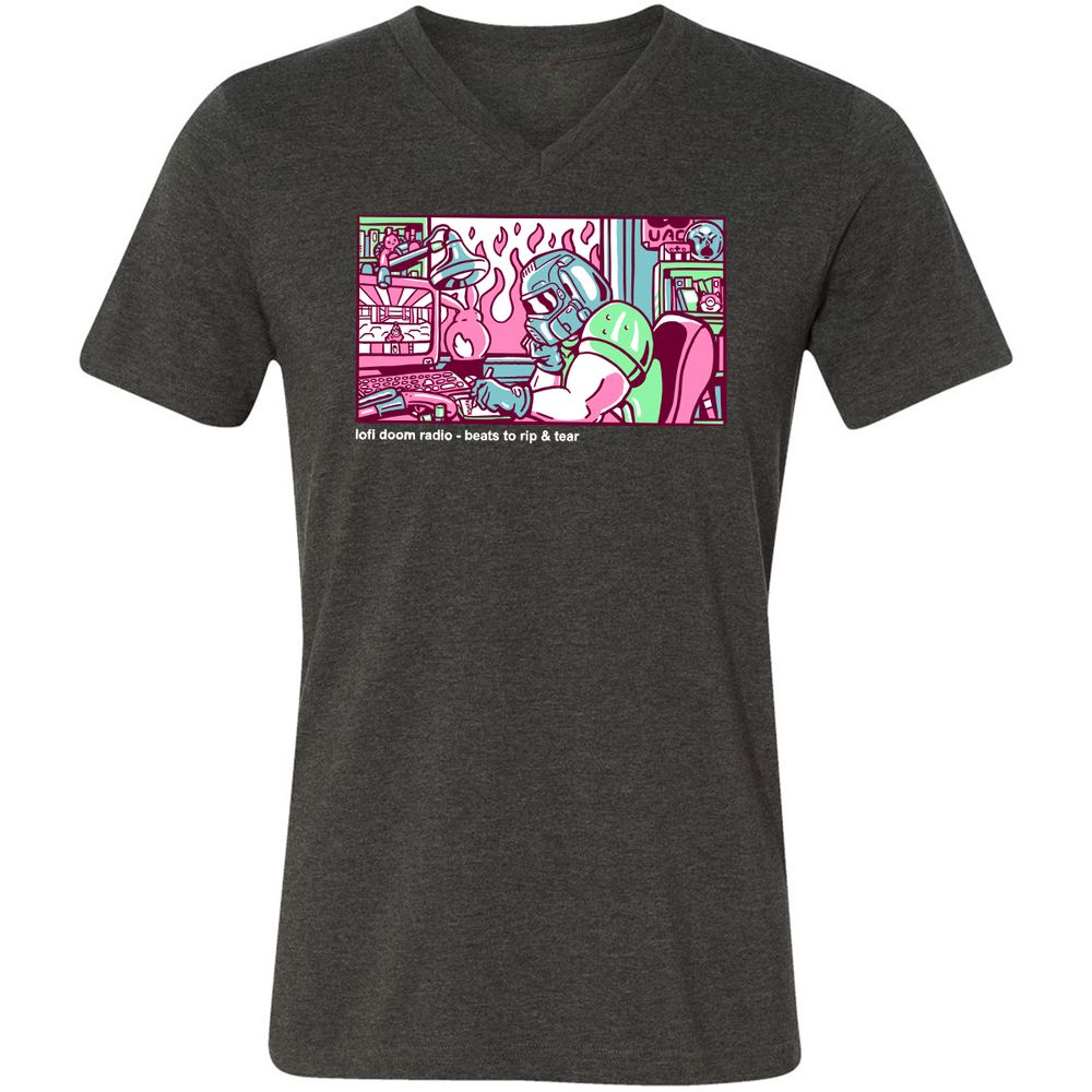 Unisex V-Neck T-Shirt - TUNX2Q7A - Dark Grey Heather - 8