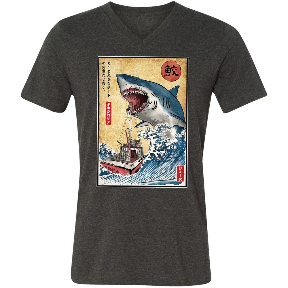 Unisex V-Neck T-Shirt - REA6KXSB - Dark Grey Heather - 8