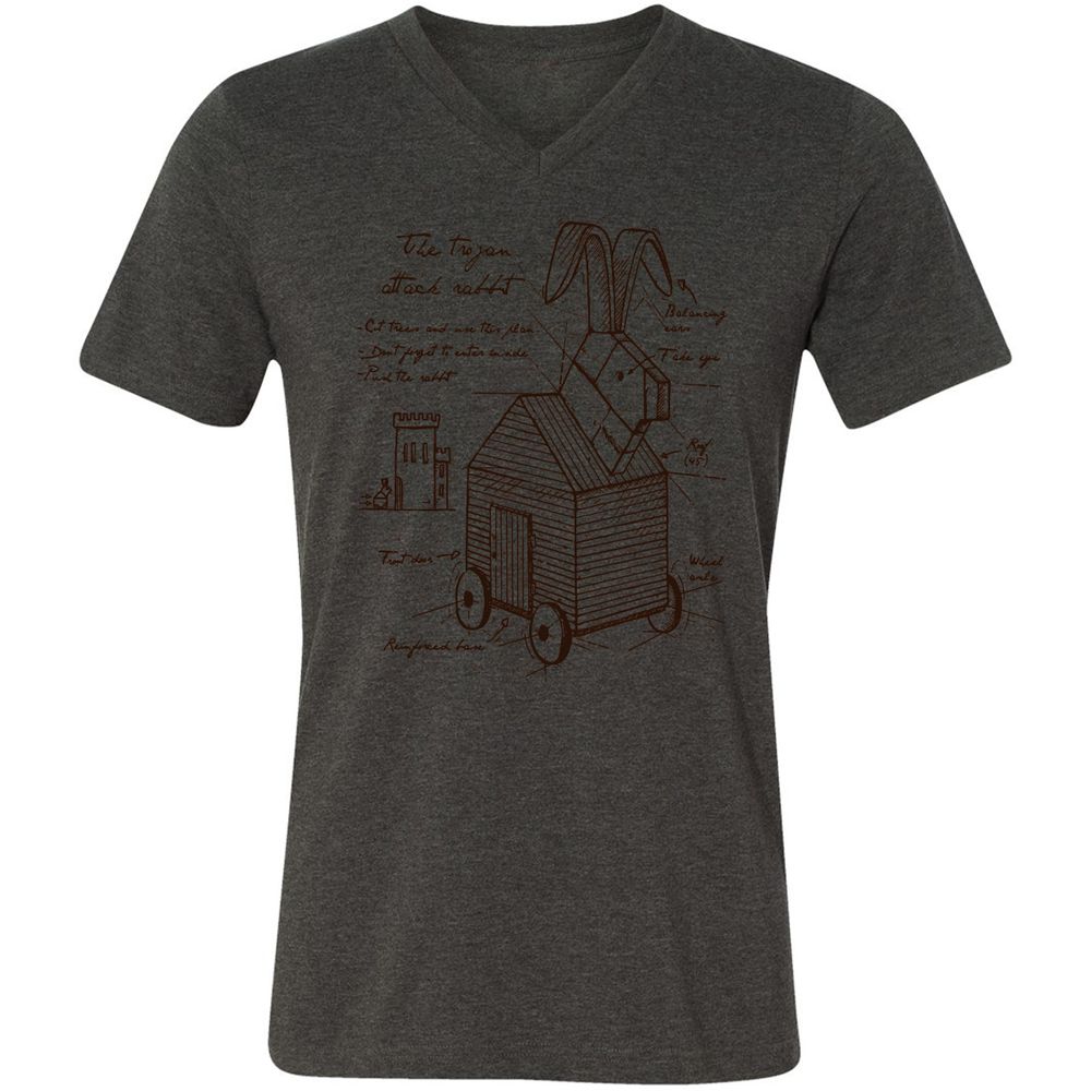 Unisex V-Neck T-Shirt - V1Q682QH - Dark Grey Heather - 8